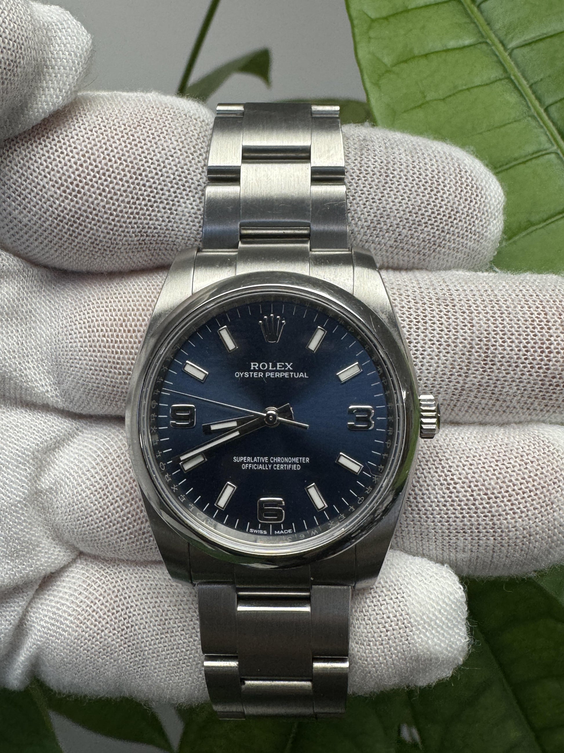 Rolex OP 114200 Blue Dial Smooth Bezel Steel Watch