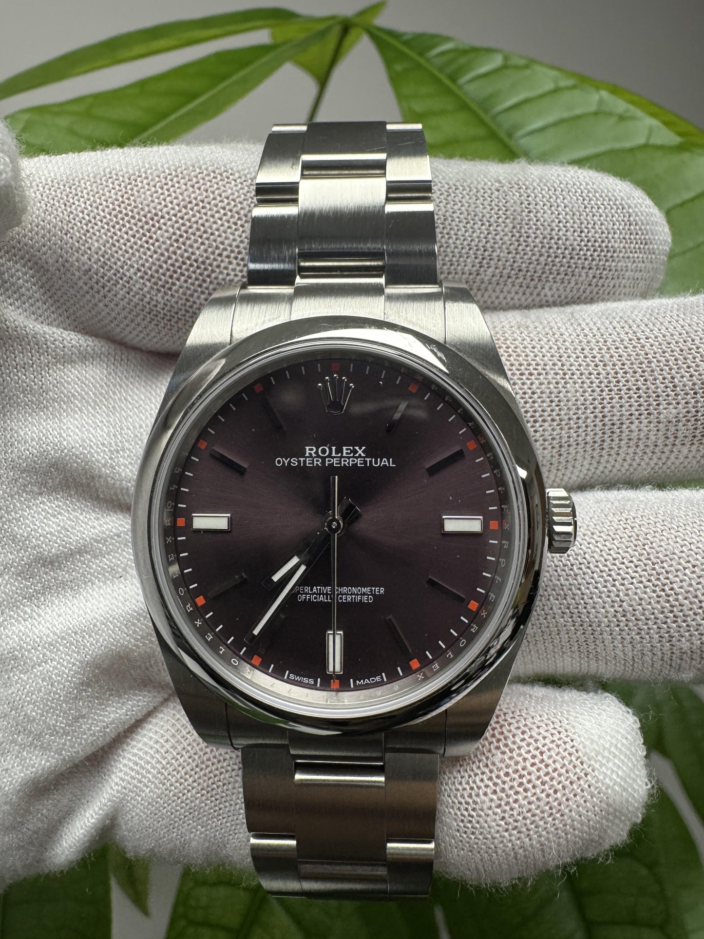 Rolex Oyster Perpetual 114300 Red Grape Dial W/ Box & Card-2017