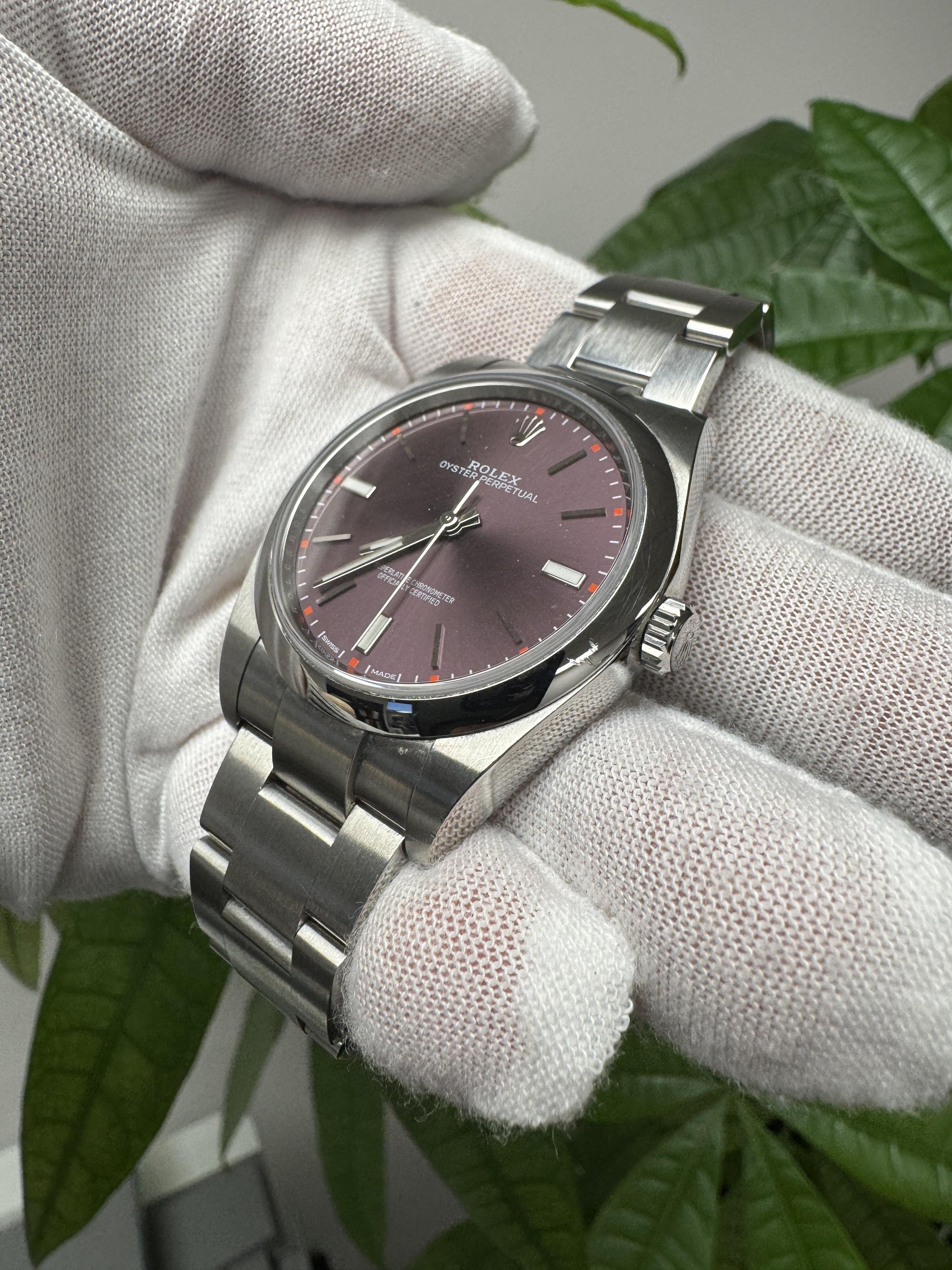 Rolex Oyster Perpetual 114300 Red Grape Dial W/ Box & Card-2017