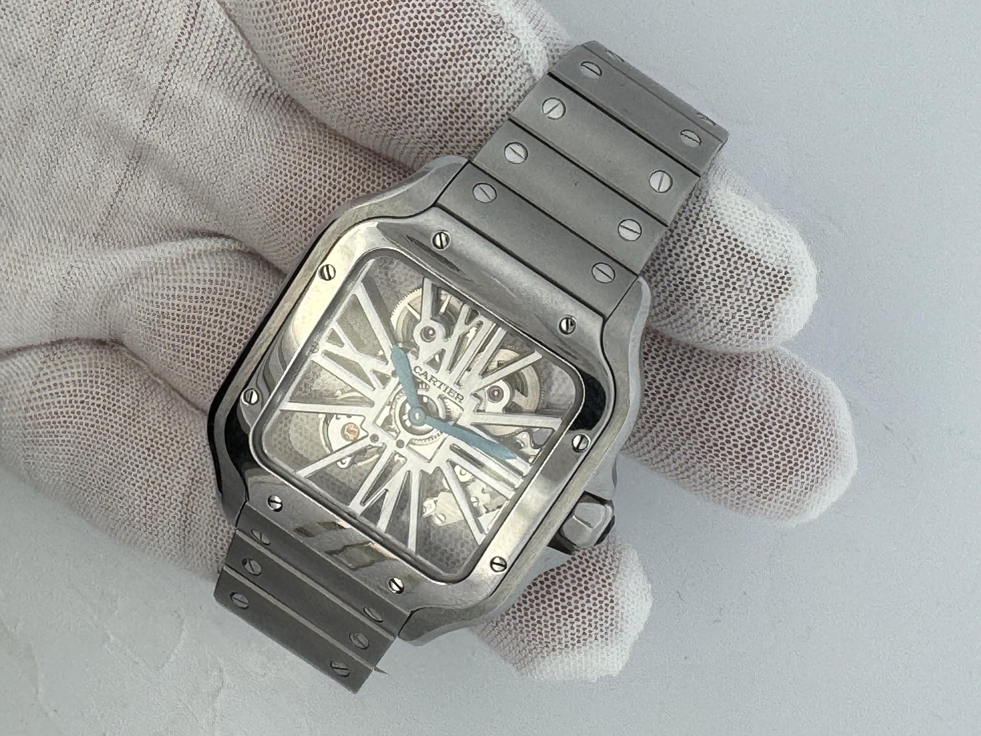 Cartier Santos De Cartier WHSA0007 Stainless Steel Skeleton Dial Box & Papers.