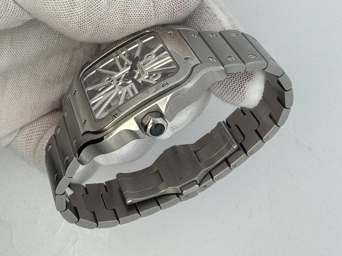 Cartier Santos De Cartier WHSA0007 Stainless Steel Skeleton Dial Box & Papers.