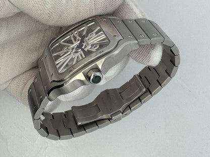 Cartier Santos De Cartier WHSA0007 Stainless Steel Skeleton Dial Box & Papers.