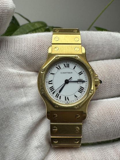 Cartier Santos 18k Yellow Gold Men's Vintage Watch