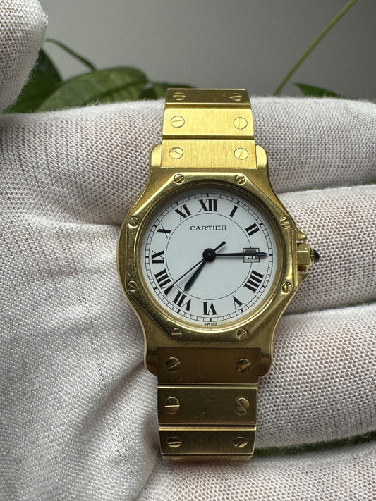 Cartier Santos 18k Yellow Gold Ladies Watch