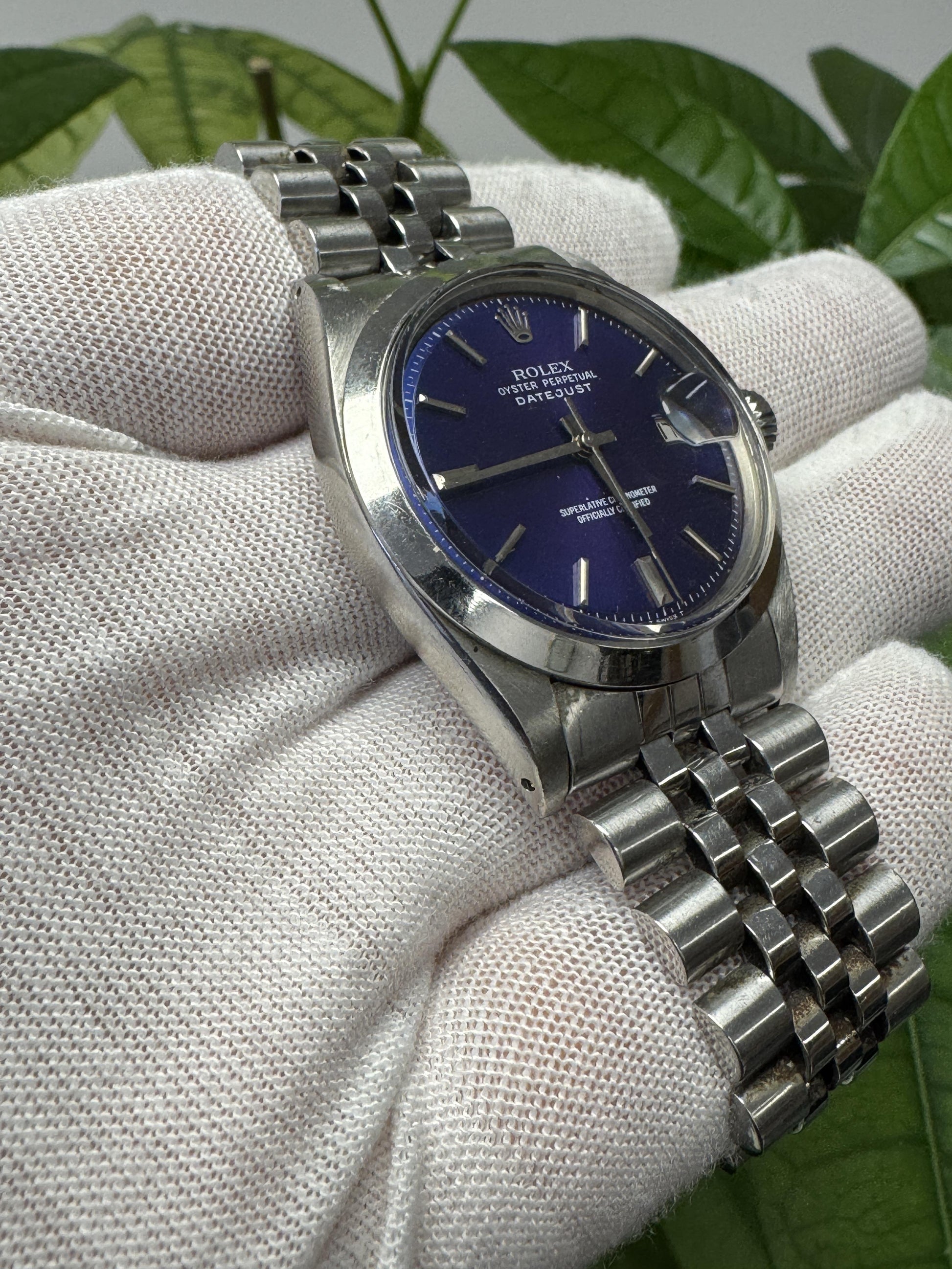 Rolex DateJust 1601 Purple custom dial Stainless Steel Vintage Watch
