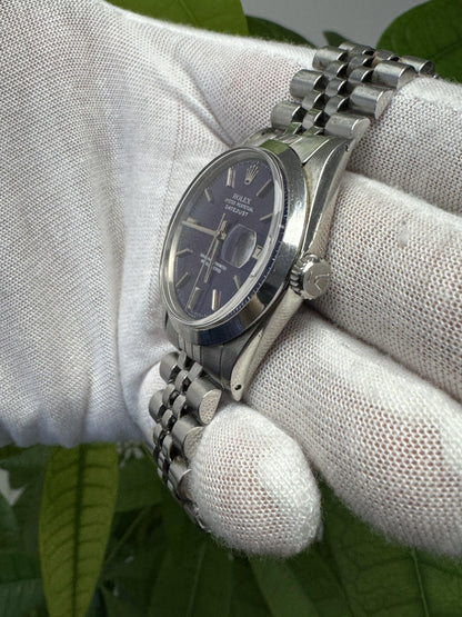 Rolex DateJust 1601 Purple custom dial Stainless Steel Vintage Watch