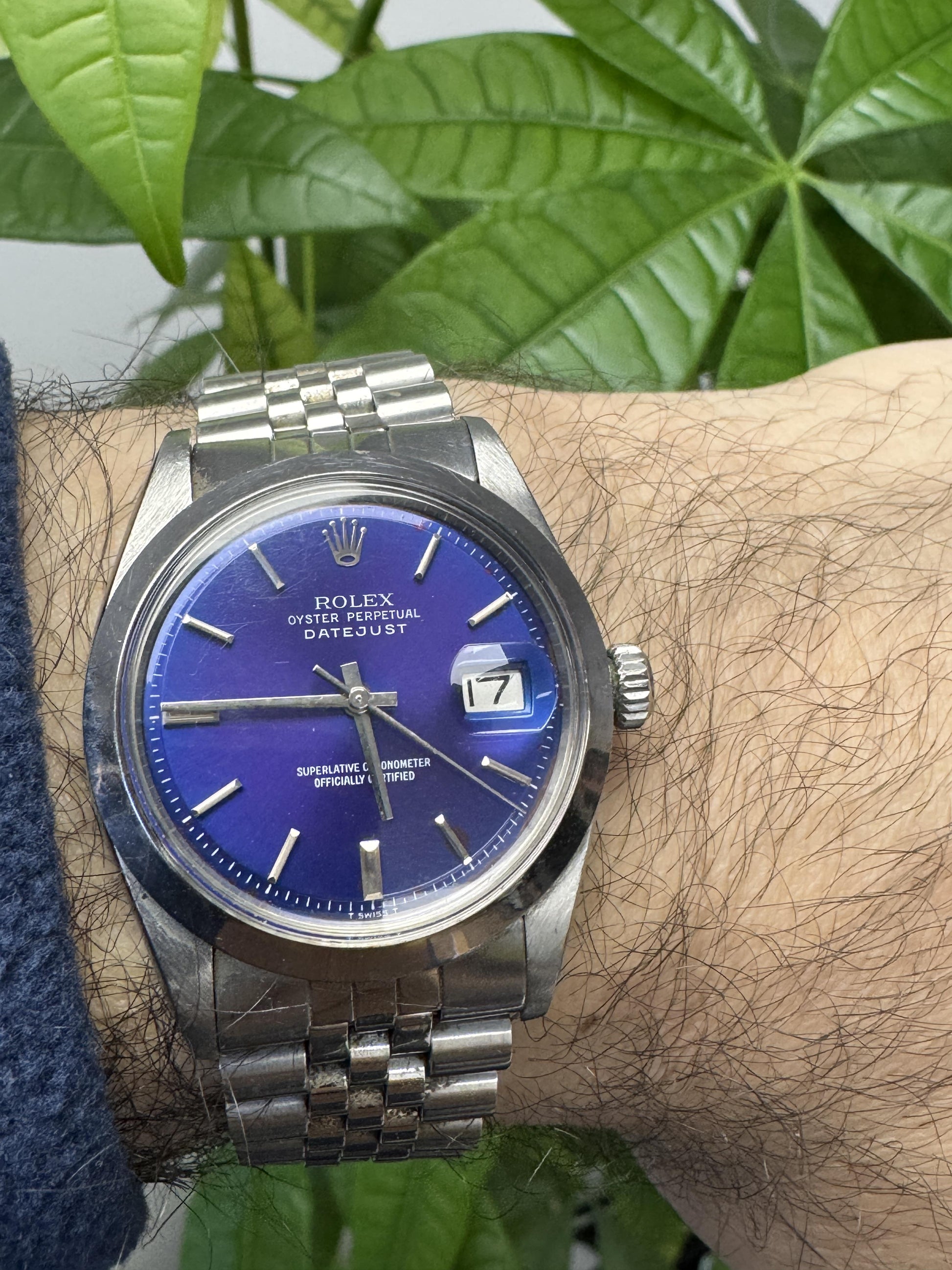 Rolex DateJust 1601 Purple custom dial Stainless Steel Vintage Watch