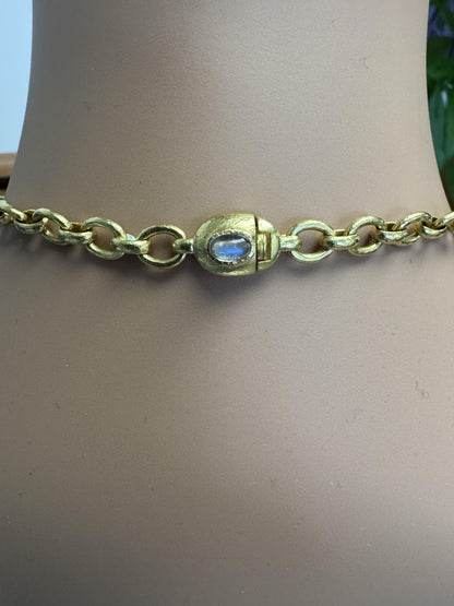 Elizabeth Locke's Exquisite 19k Yellow Gold Moonstones Dangles Necklace