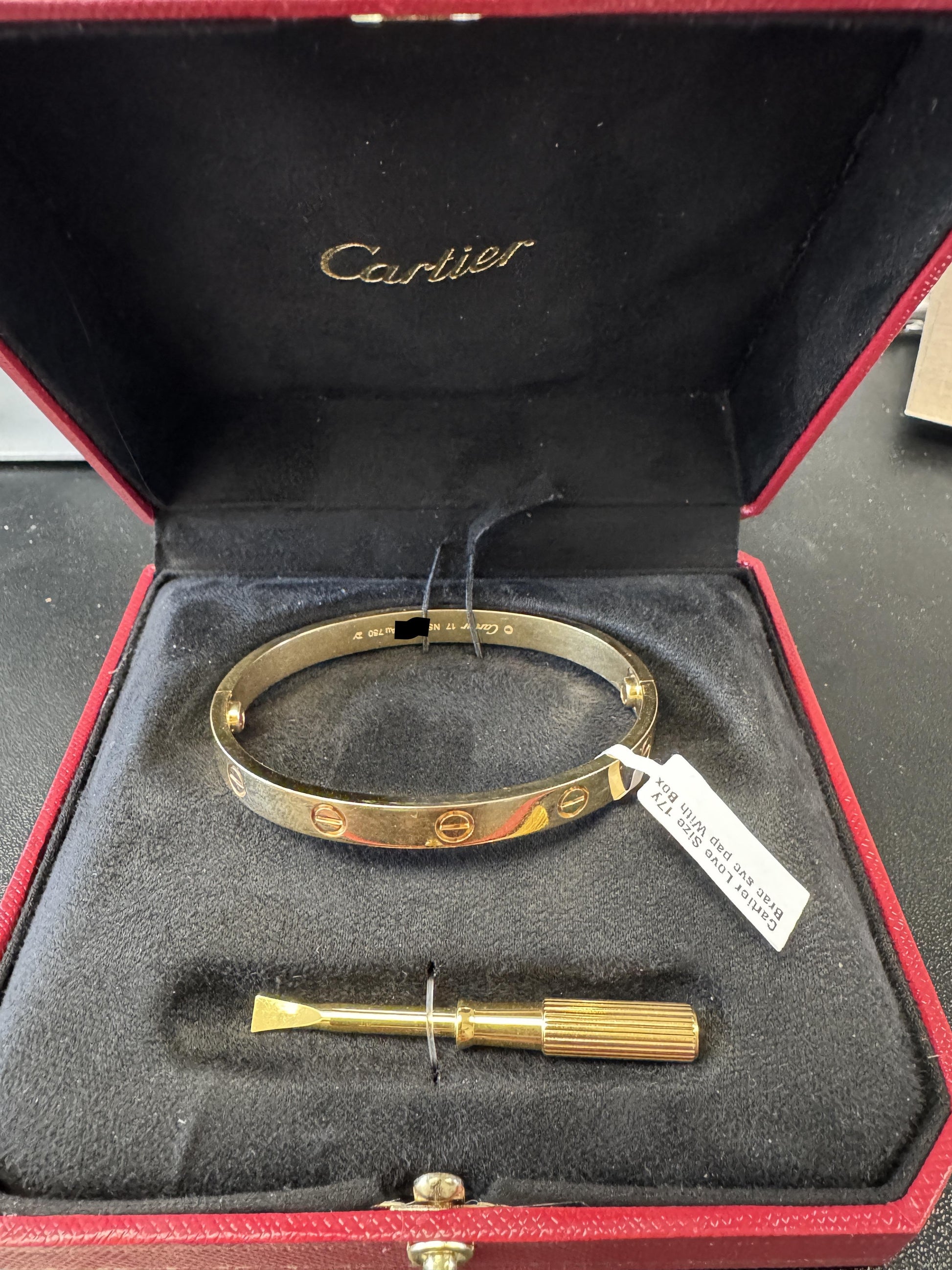 Cartier Love Size 17 Yellow Gold Bracelet With Box & Original receipt