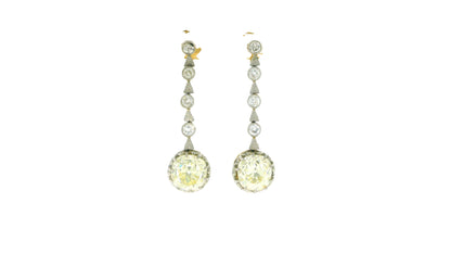 Antique Diamond Drop Earrings Platinum & 14K Gold