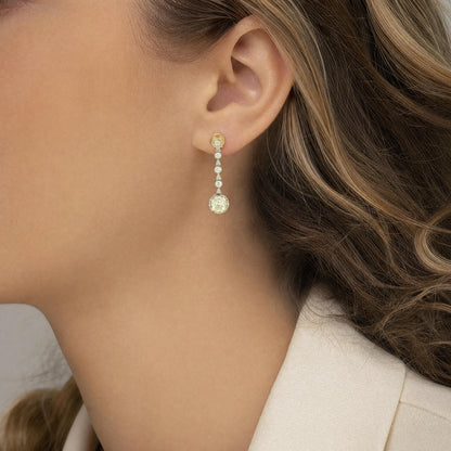 Antique Diamond Drop Earrings Platinum & 14K Gold