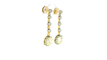 Antique Diamond Drop Earrings Platinum & 14K Gold