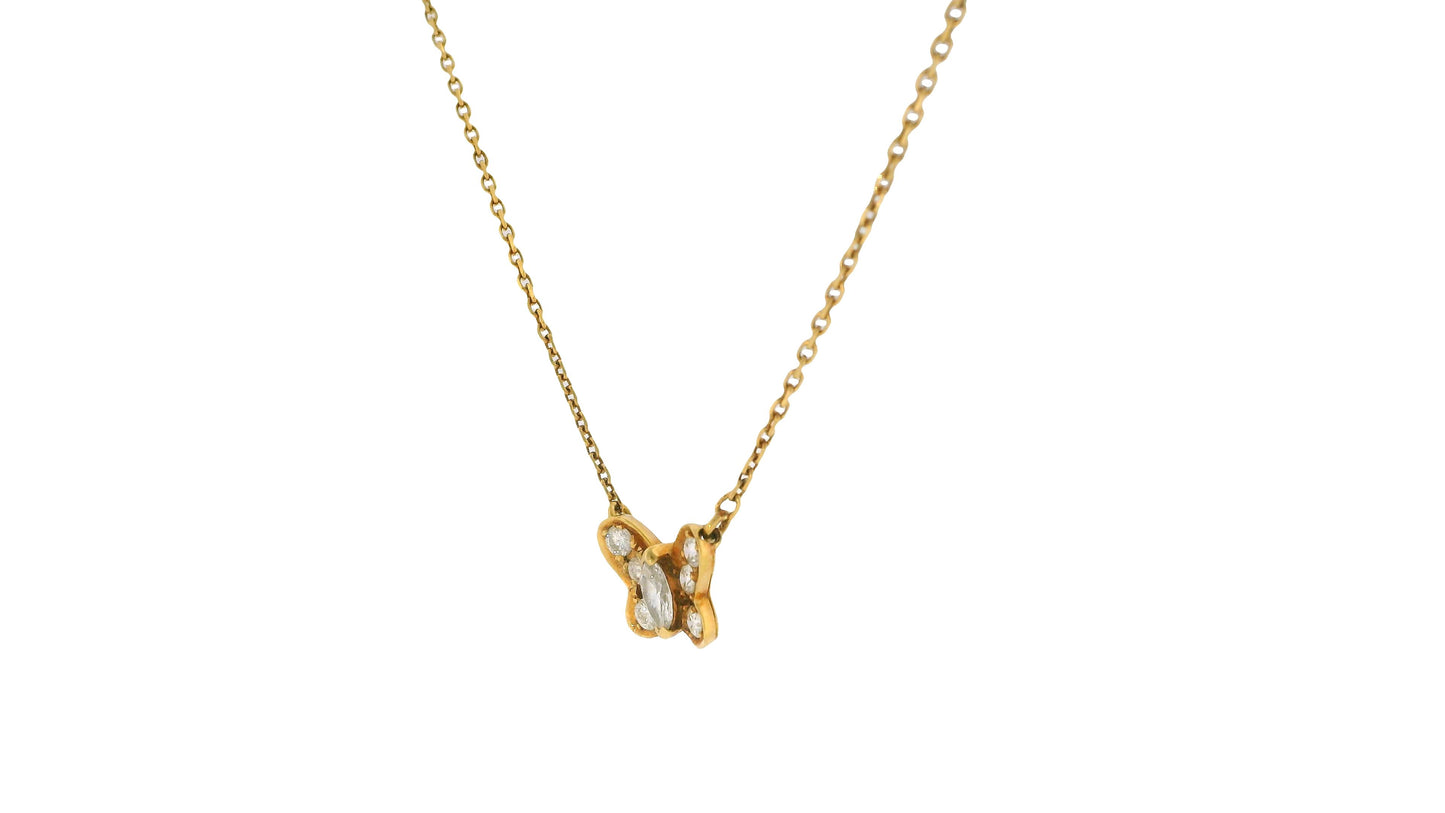 Van Cleef & Arpels Diamond Butterfly Pendant in 18K Yellow Gold Necklace
