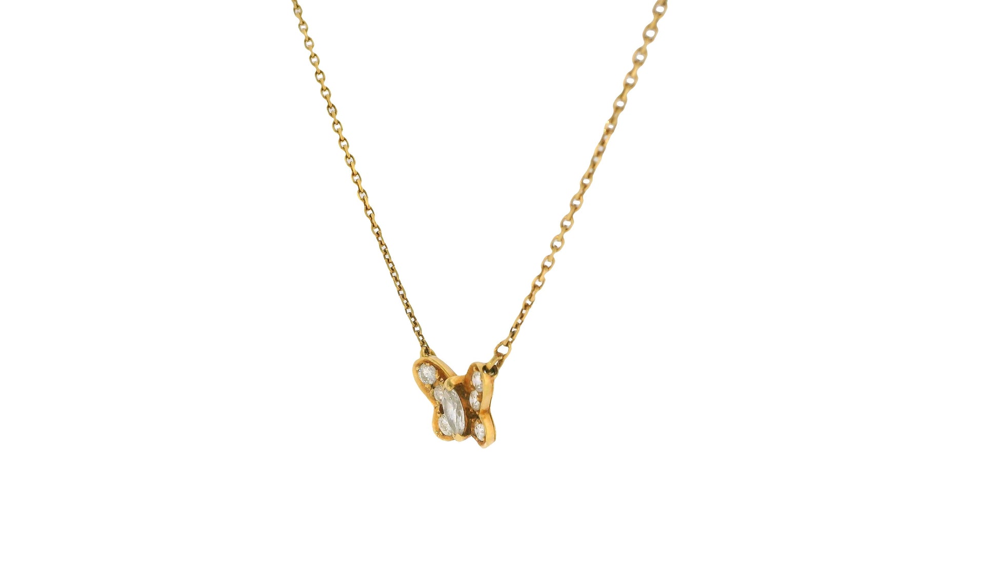 Van Cleef & Arpels Diamond Butterfly Pendant in 18K Yellow Gold Necklace