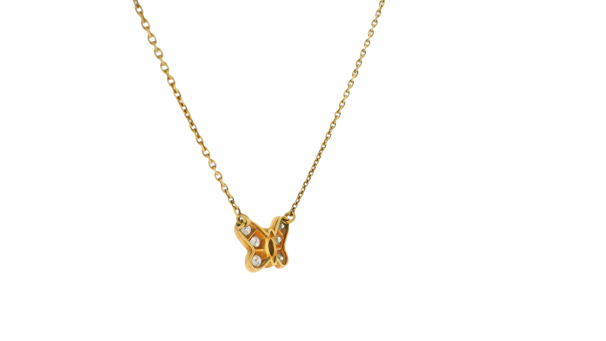 Van Cleef & Arpels Diamond Butterfly Pendant in 18K Yellow Gold Necklace