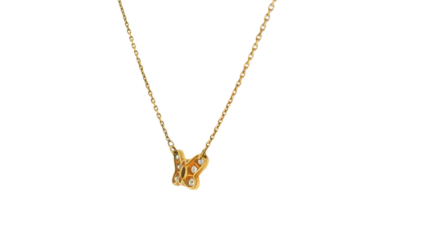 Van Cleef & Arpels Diamond Butterfly Pendant in 18K Yellow Gold Necklace