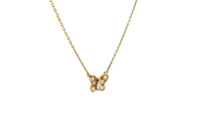 Van Cleef & Arpels Diamond Butterfly Pendant in 18K Yellow Gold Necklace