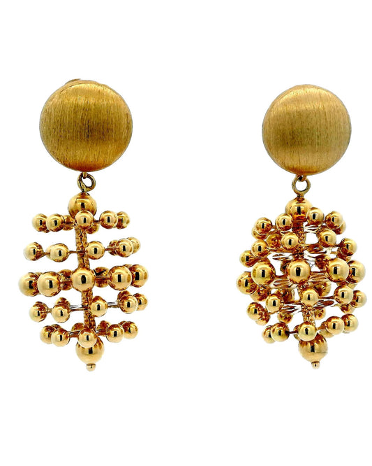 Hanging Pineapple Balls 18k Gold Earrings