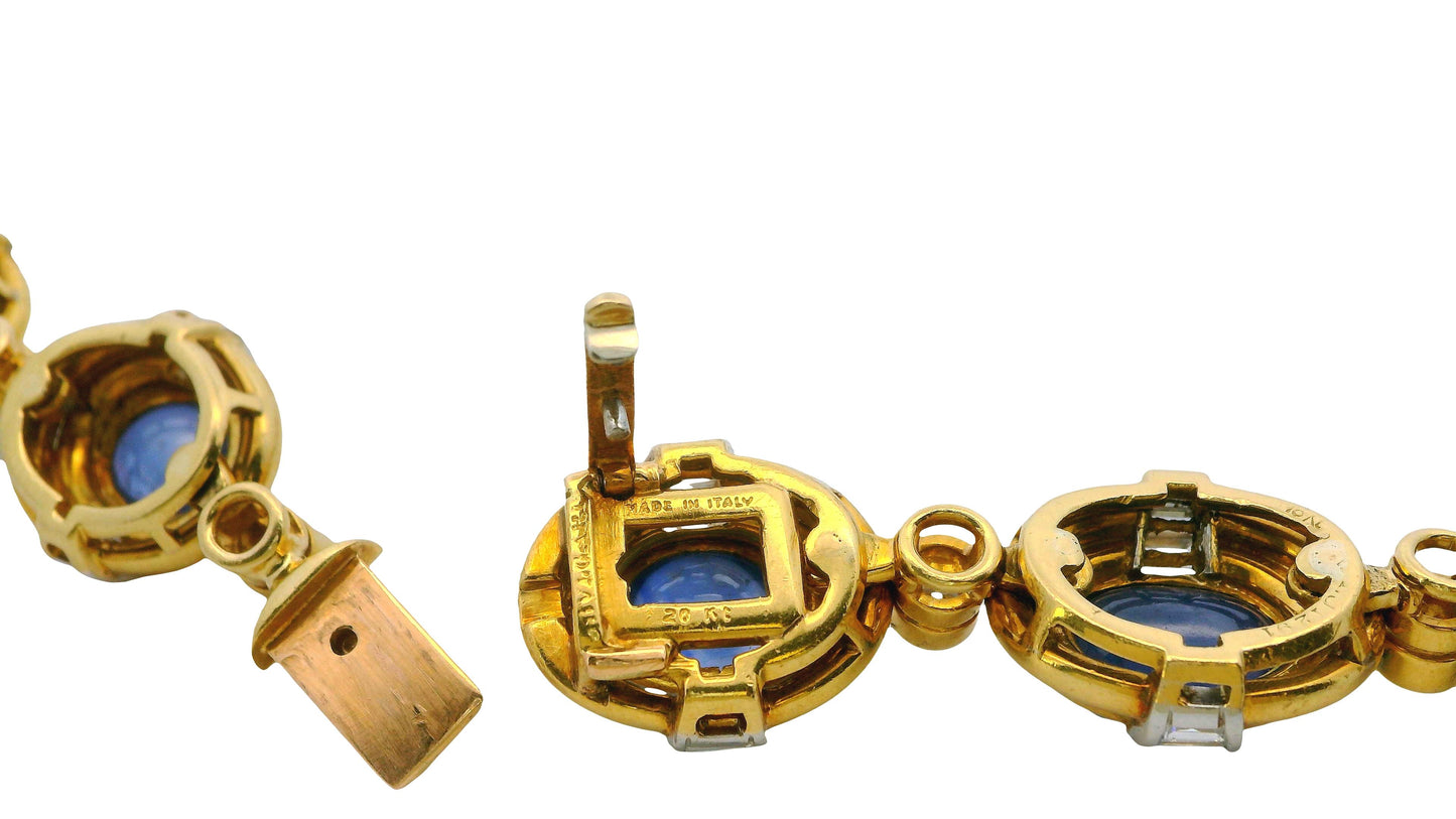 Bvlgari 20k Gold Vintage Sapphire Links with Diamonds Necklace