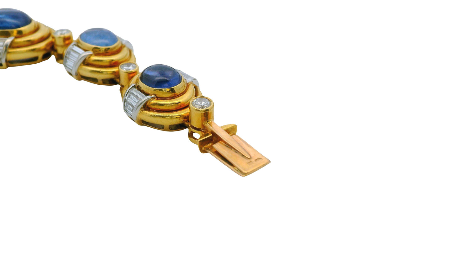 Bvlgari 20k Gold Vintage Sapphire Links with Diamonds Necklace