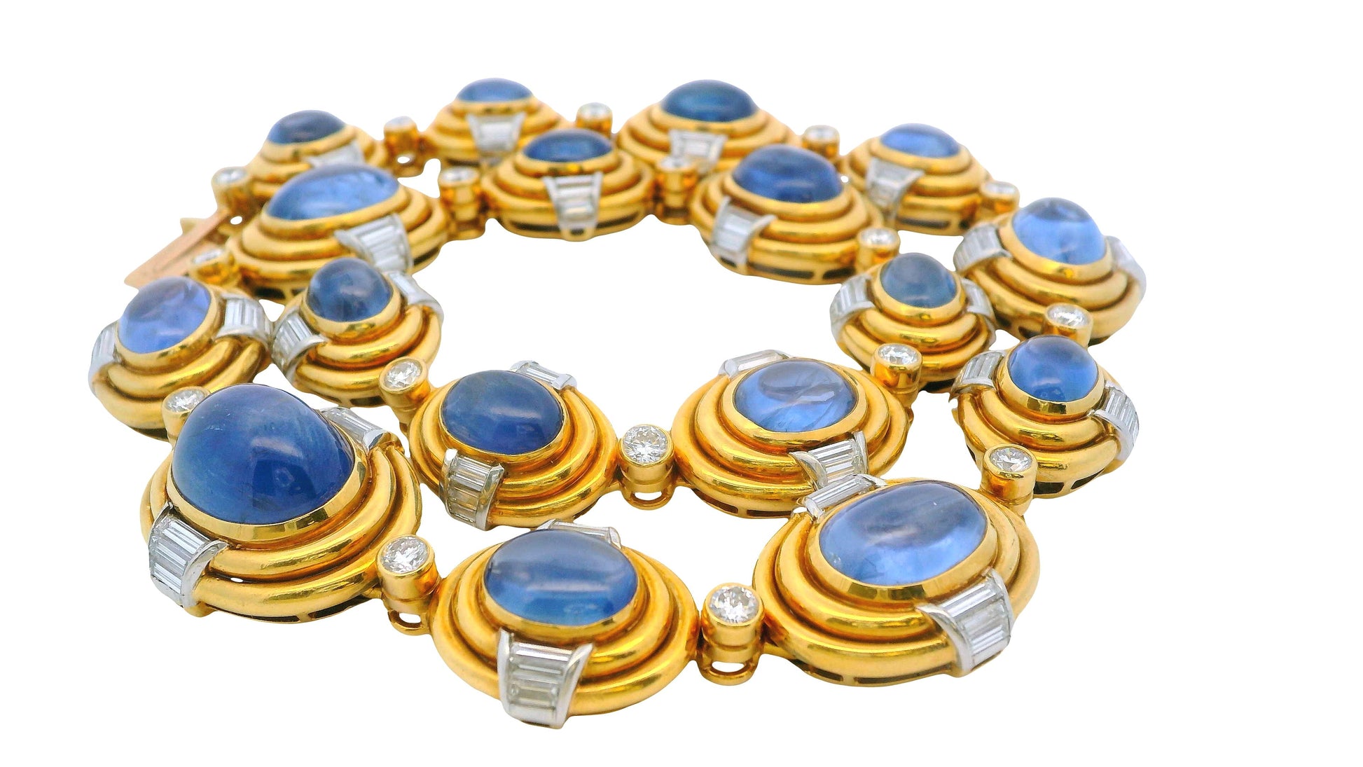 Bvlgari 20k Gold Vintage Sapphire Links with Diamonds Necklace