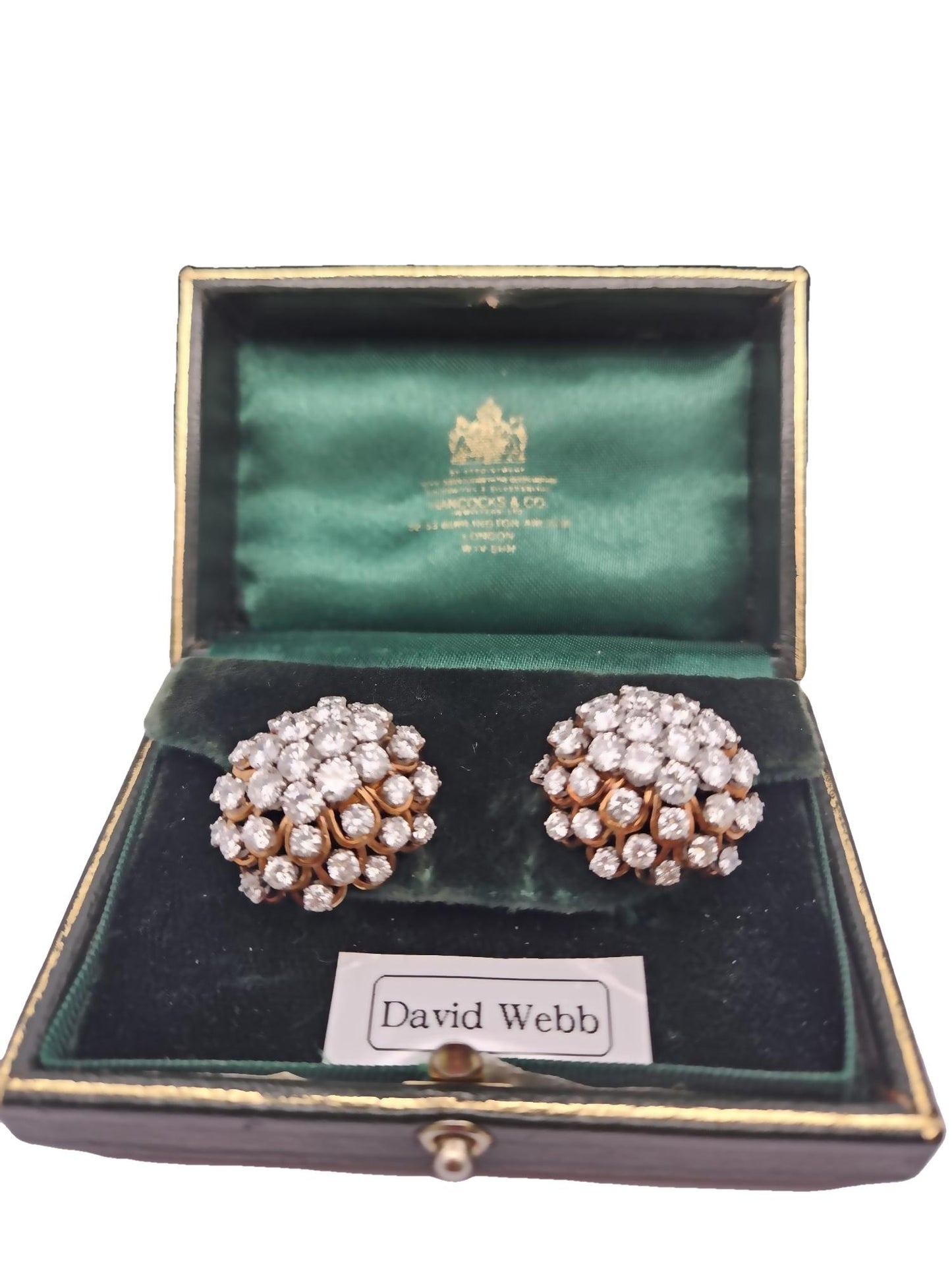 David Webb Earrings Diamond Burst Clips French Import Marks