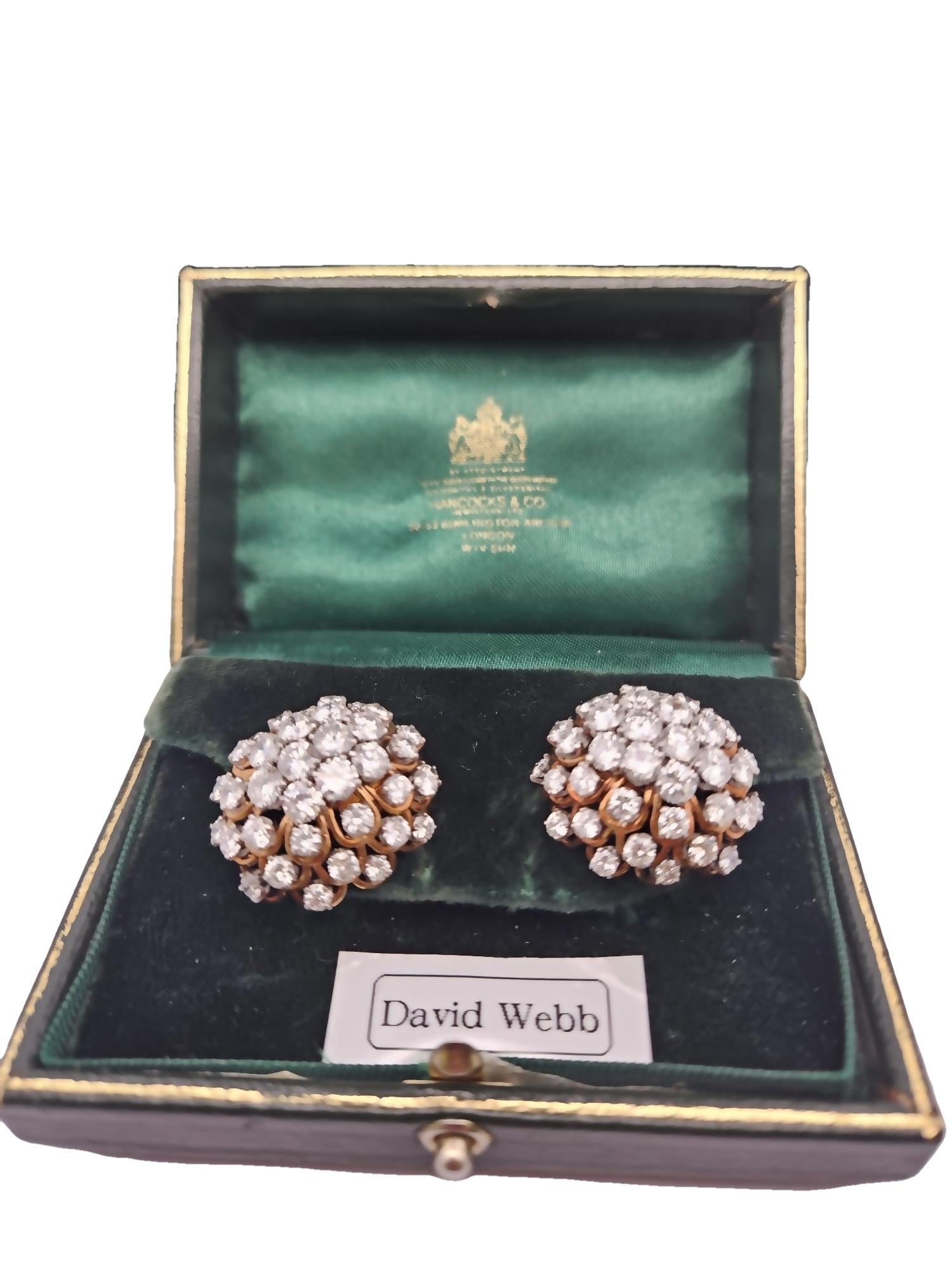 David Webb Earrings Diamond Burst Clips French Import Marks