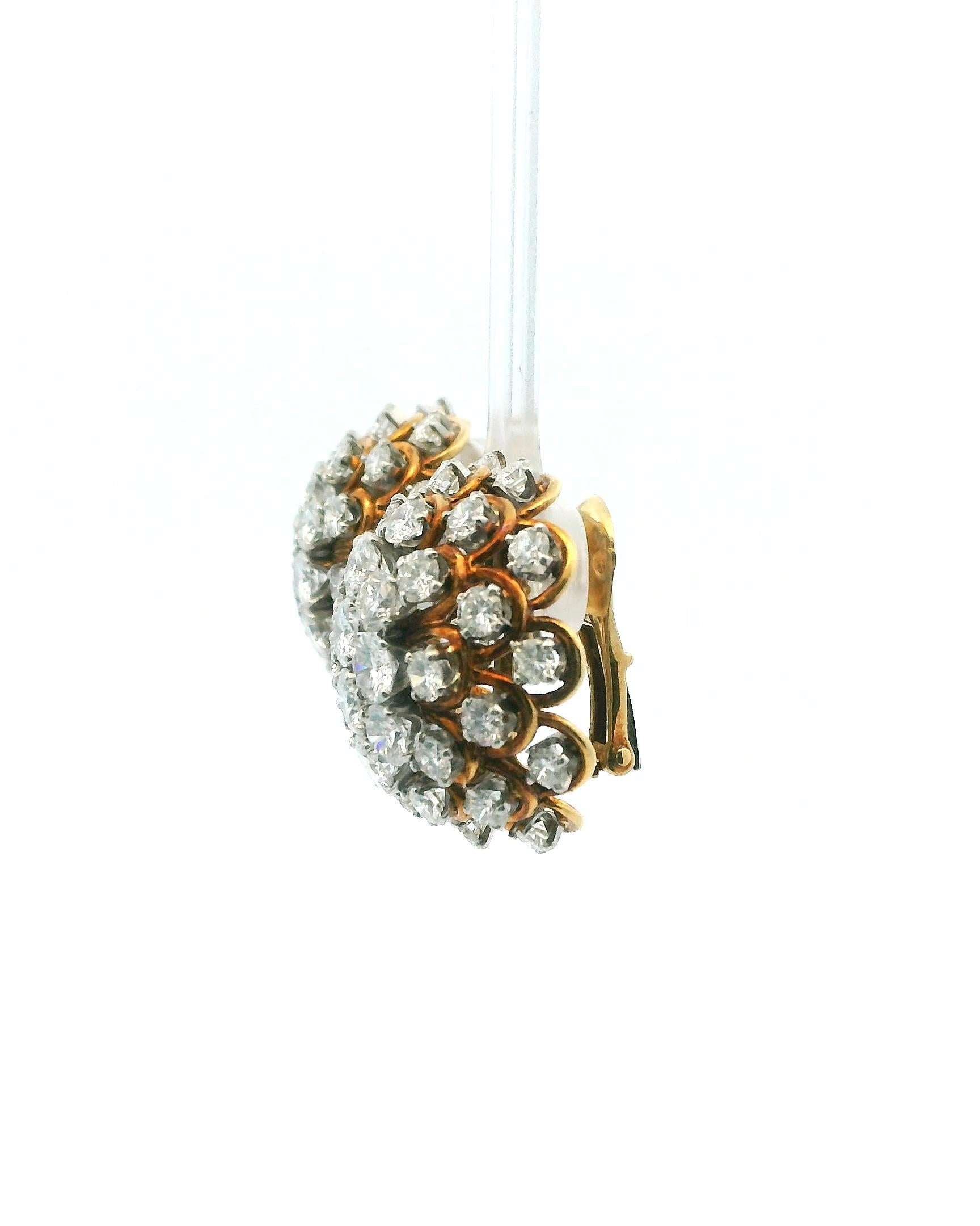 David Webb Earrings Diamond Burst Clips French Import Marks