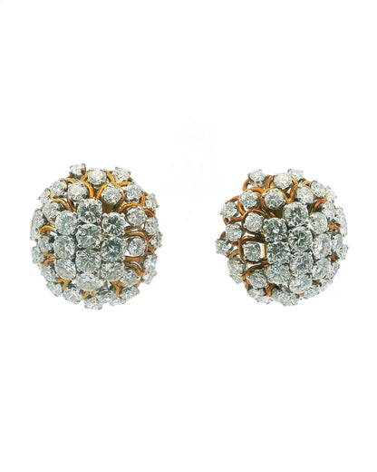 David Webb Earrings Diamond Burst Clips French Import Marks