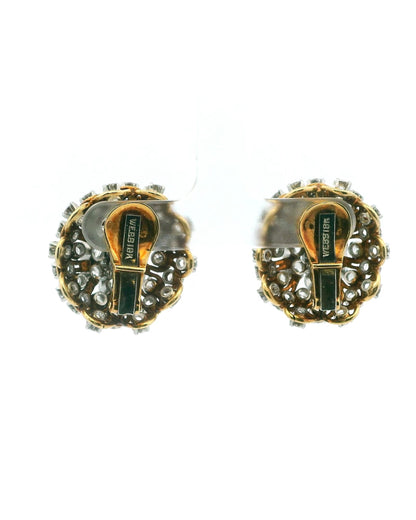 David Webb Earrings Diamond Burst Clips French Import Marks
