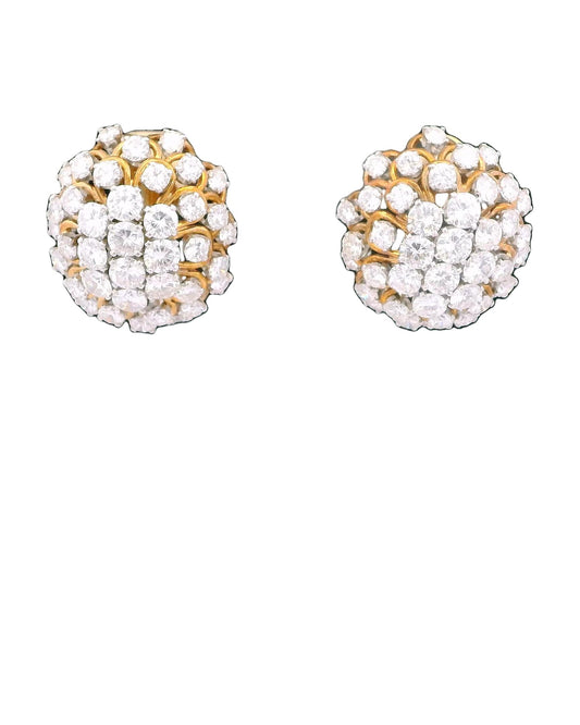 David Webb Earrings Diamond Burst Clips French Import Marks