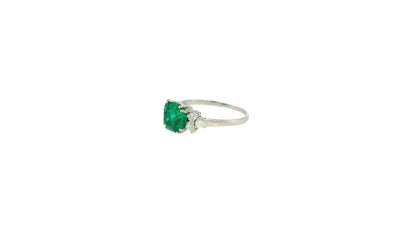 18K White Gold Colombian Emerald & Diamond Ring W/AGL Certificate