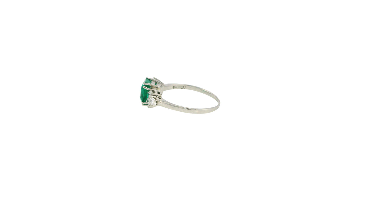 18K White Gold Colombian Emerald & Diamond Ring W/AGL Certificate