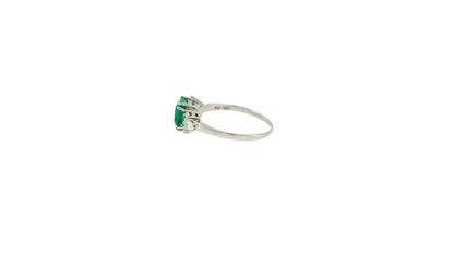 18K White Gold Colombian Emerald & Diamond Ring W/AGL Certificate
