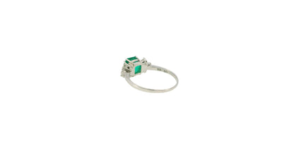 18K White Gold Colombian Emerald & Diamond Ring W/AGL Certificate