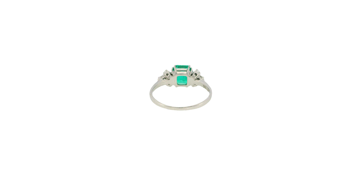 18K White Gold Colombian Emerald & Diamond Ring W/AGL Certificate