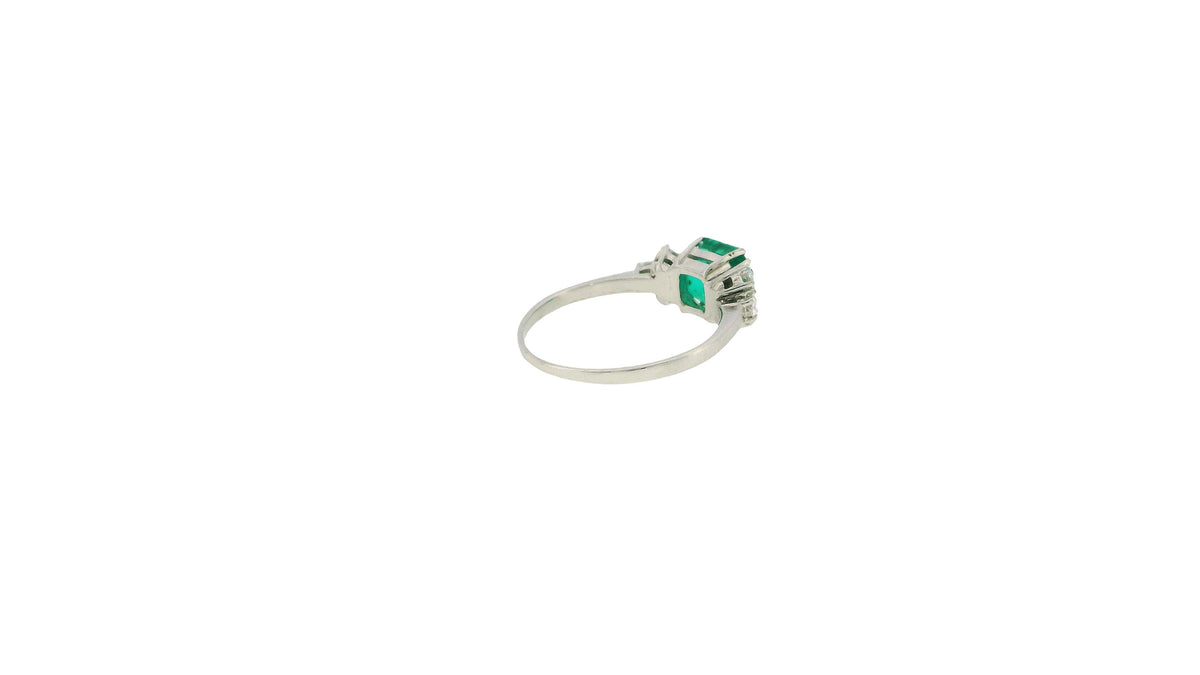 18K White Gold Colombian Emerald & Diamond Ring W/AGL Certificate