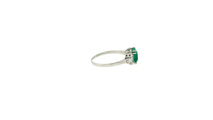 18K White Gold Colombian Emerald & Diamond Ring W/AGL Certificate
