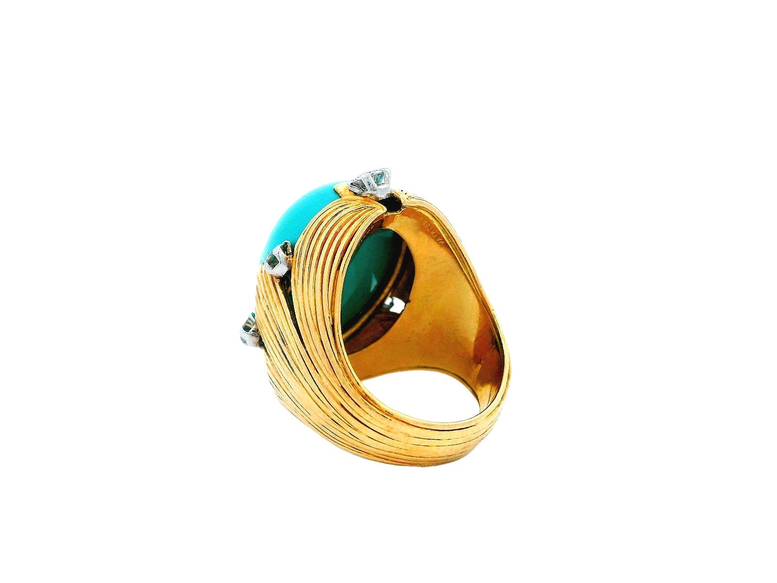 Vacheron Constantin Turquoise Ring Fluted Leaf With Six Diamond