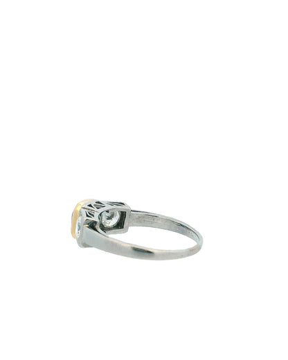 Square-cut Sapphire & Diamonds Two-Tone Ring