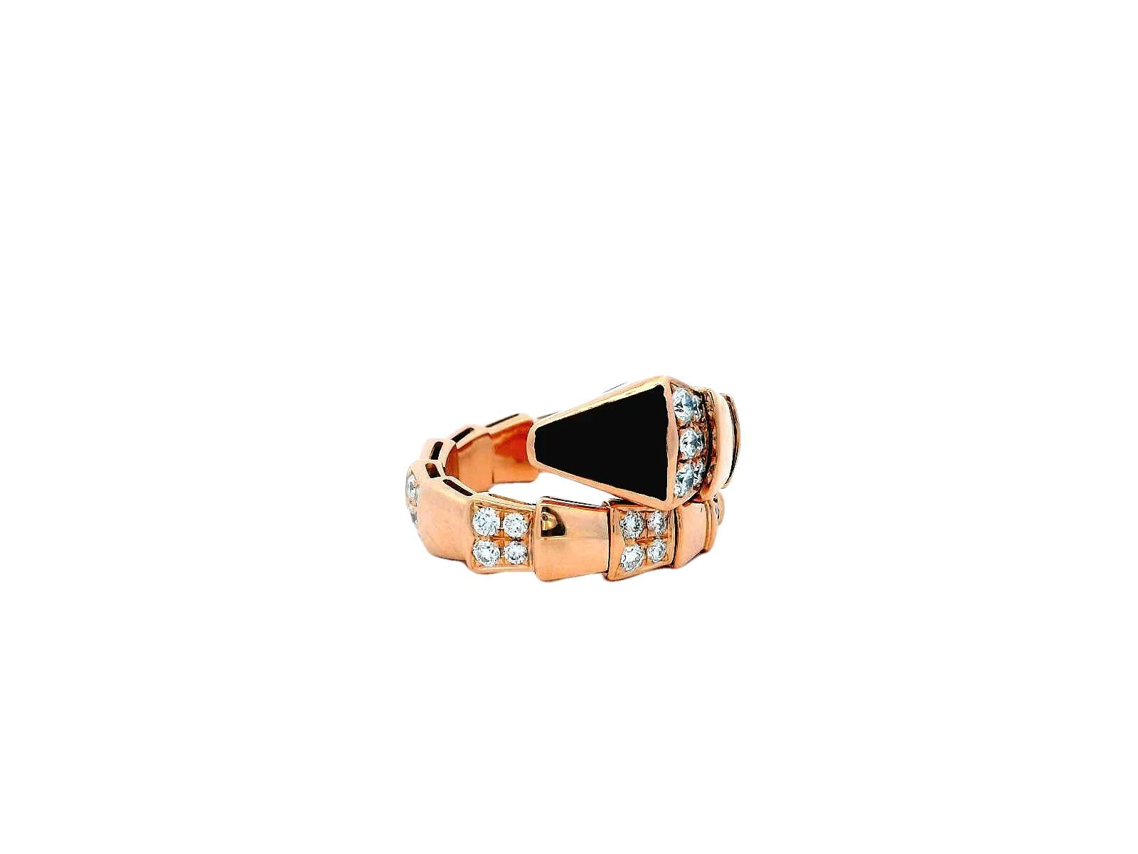 Bvlgari Serpenti Ring Onyx Top With Diamond M Size