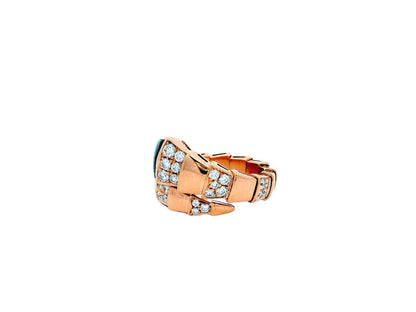 Bvlgari Serpenti Ring Onyx Top With Diamond M Size