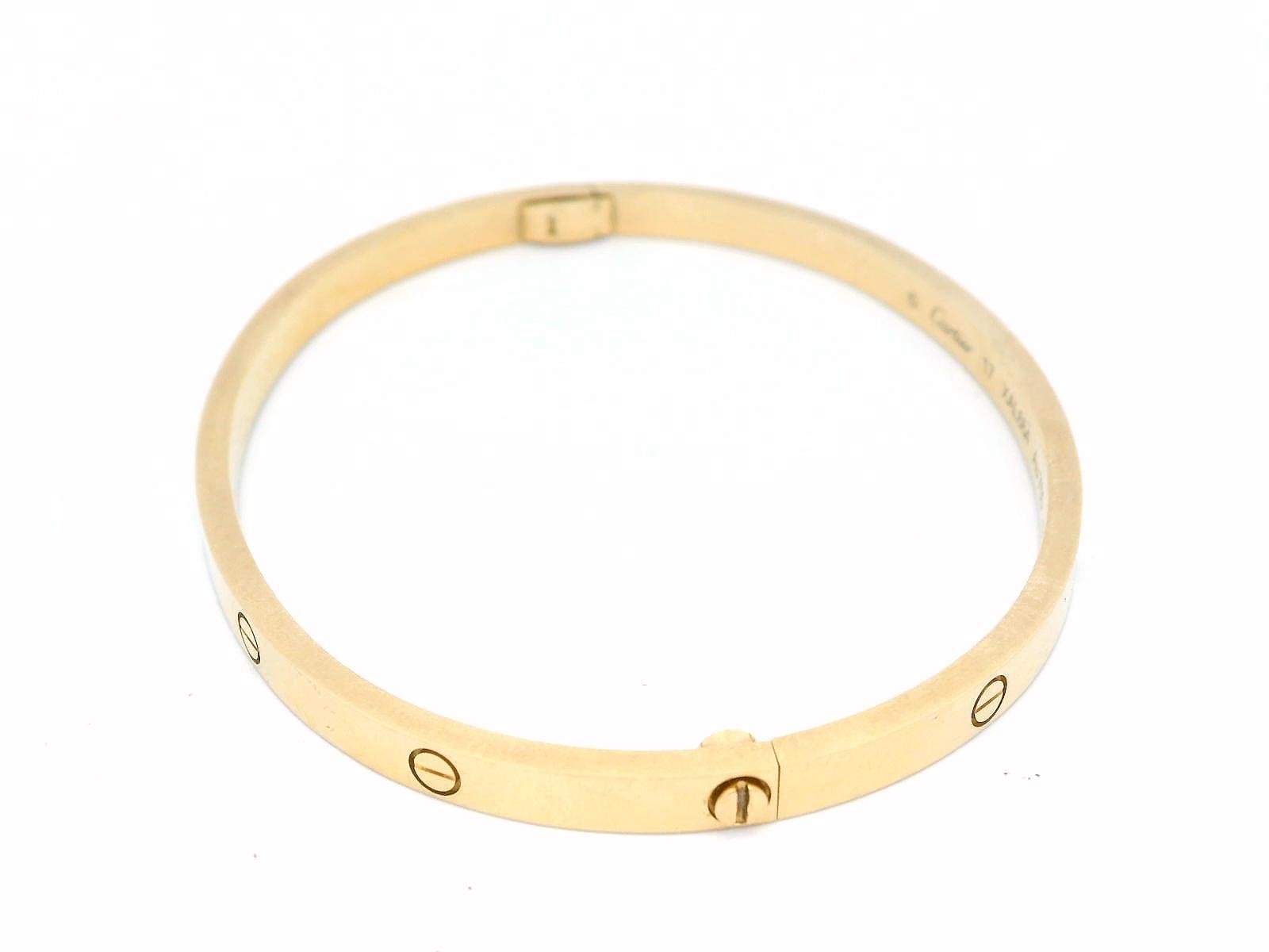 Cartier Love Thin Size 17 Yellow Gold Bracelet With Box