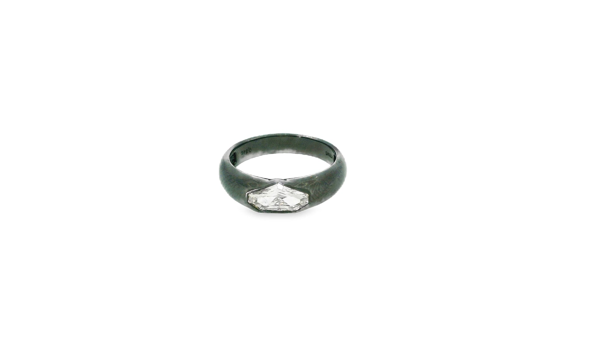 18k White Gold Anodized Diamond-shield cut Ring