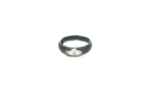 18k White Gold Anodized Diamond-shield cut Ring