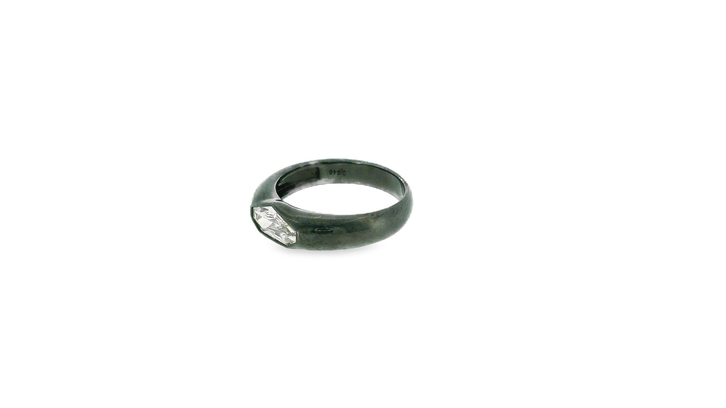 18k White Gold Anodized Diamond-shield cut Ring