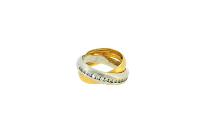 Intertwined 18k White & Yellow Gold Ring with Diamonds