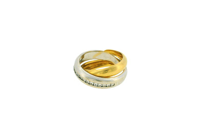 Intertwined 18k White & Yellow Gold Ring with Diamonds