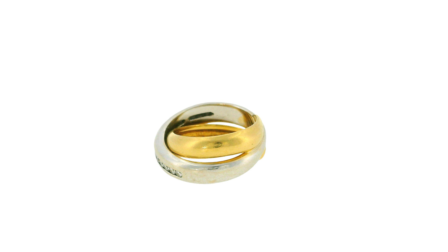 Intertwined 18k White & Yellow Gold Ring with Diamonds