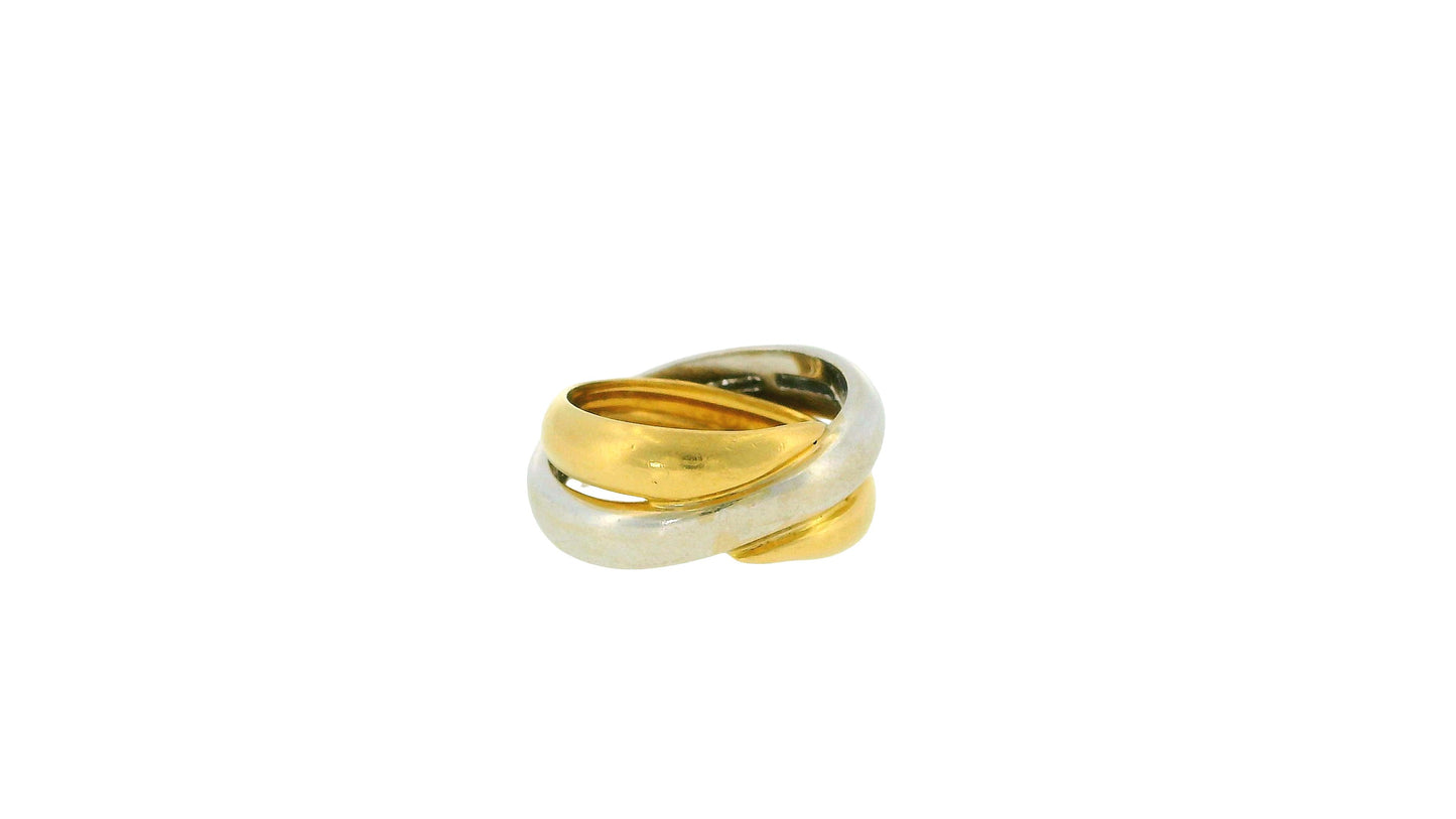 Intertwined 18k White & Yellow Gold Ring with Diamonds